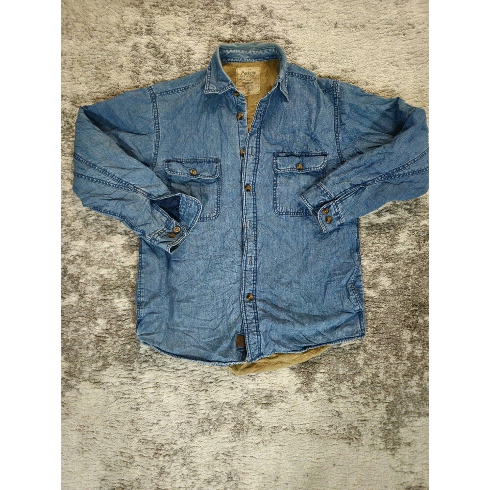 Vintage Arrow Blue Jeans Quilted Denim Flannel Jacket Size S Farm Coat